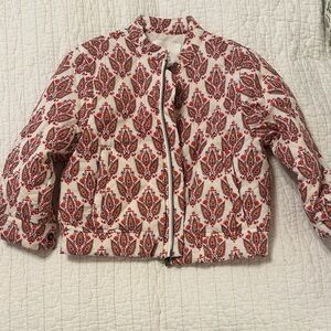 Kids Quilted Bomber Jacket in Red Paisley